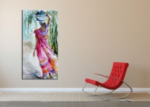 Handmade-Kaligrafia-Decoarative-Ściany-Domu-Grafika-Obraz-Ręcznie-Malowane-Akwarela-Hindu-Portret-Kobiety-Obraz-Olejny-na
